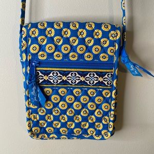 Vera Bradley Riviera Blue Floral Pattern Mini Hipster Cross Body